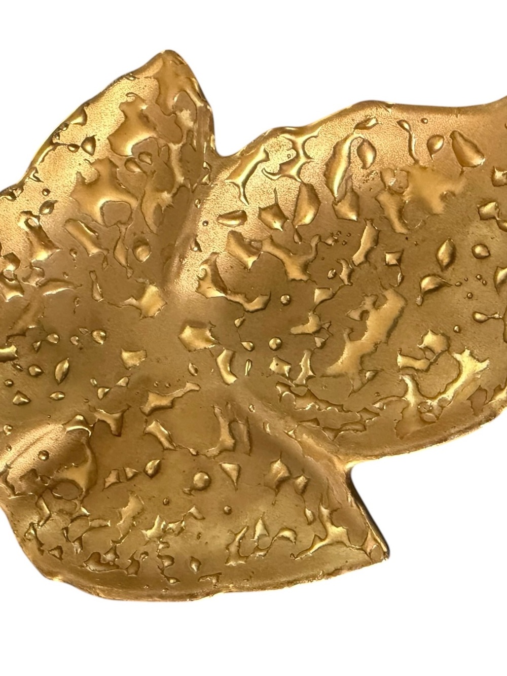 VTG 22k Weeping Gold Ceramic Trinket Dish Tray Leaf Mid Century Hand Decorated